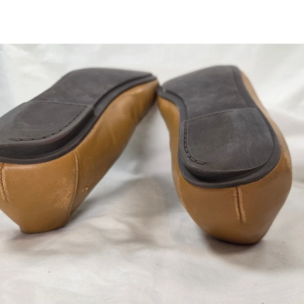 Vionic Tan Brown Leather Ballet Flats Shoes Bow Women's US size 8 25 CM Fair